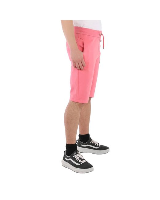 Balmain Pink Oco Rose Saumon/ White Drawstring-fasting Bermuda Shorts for men
