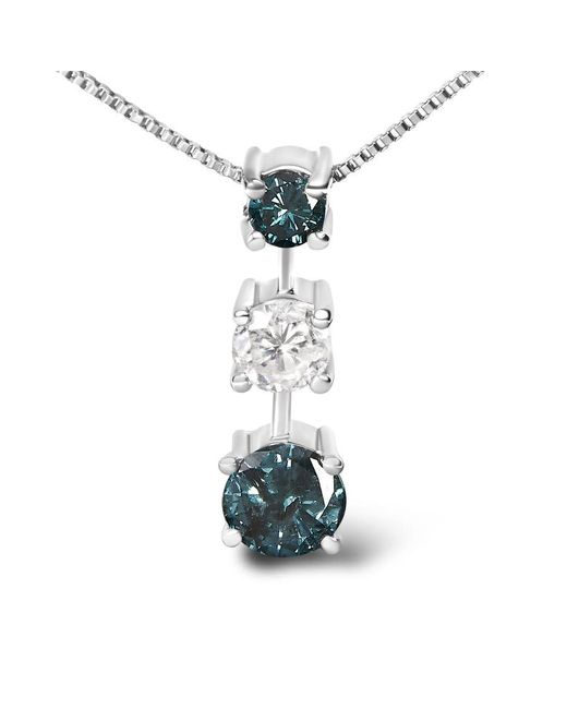 Haus of Brilliance Metallic 14K 1 1/2 Cttw Treated And Diamond 3-Stone 18" Pendant Necklace