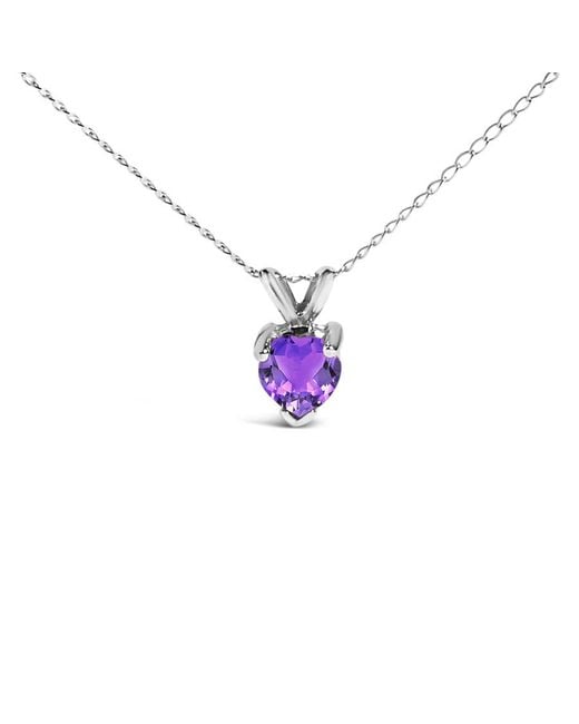 Haus of Brilliance Metallic 14K 5X5 Mm Heart Shaped Amethyst Solitaire Pendant Necklace