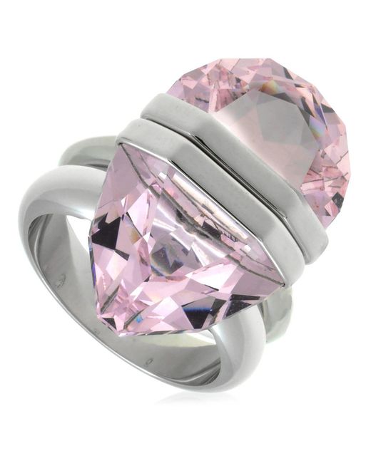 Swarovski White Rhodium Plated Pear Cut Lucent Ring, Size 50