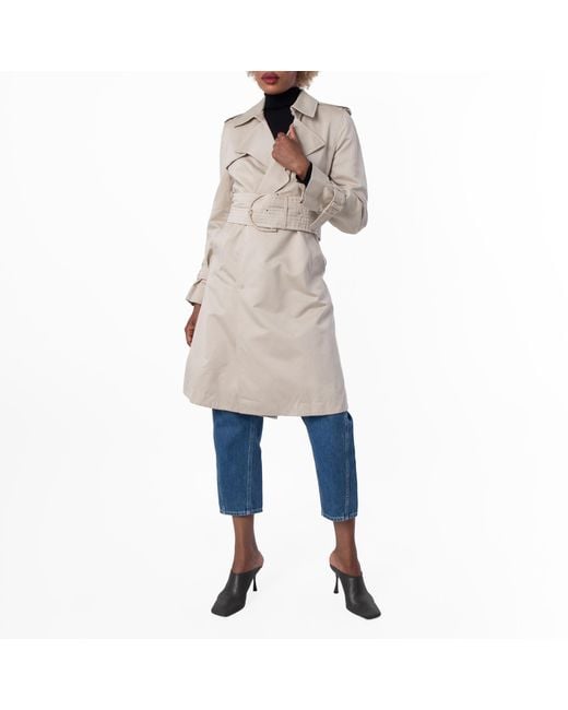 Burberry Natural Mid-Length Belted Trench Coat, Brand Size 12 Us