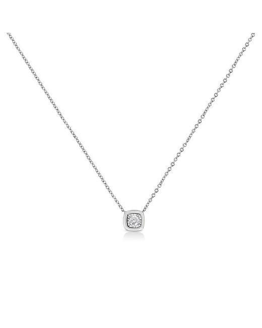 Haus of Brilliance Metallic 925 Sterling 1/10 Cttw Miracle Set Round Diamond Cushion Shape 18" Pendant Necklace