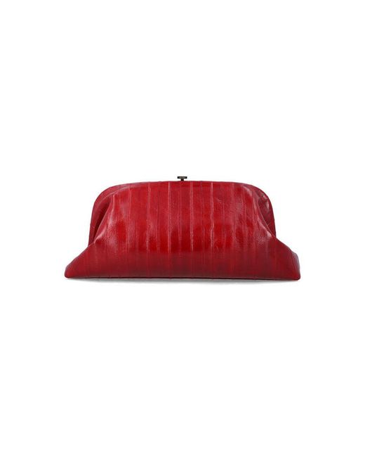 Alberta Ferretti Red Eel Leather Maxi Pouch Clutch
