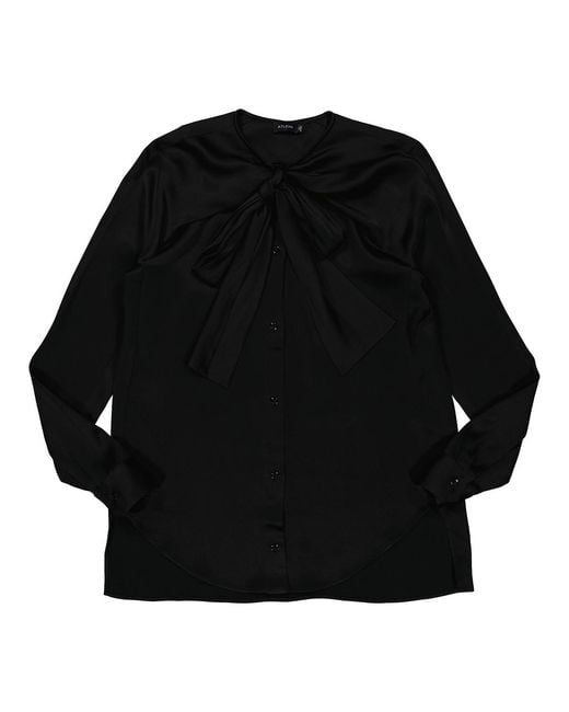 Atlein Black Ladies Cross Neckline Shirt, Brand Size 34 (Us