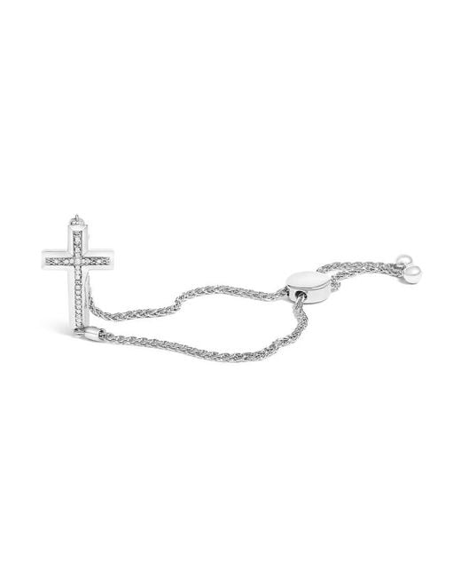 Haus of Brilliance Metallic 925 Sterling Diamond Accent Cross Bolo Bracelet (I-J Color, I1-I2 Clarity)