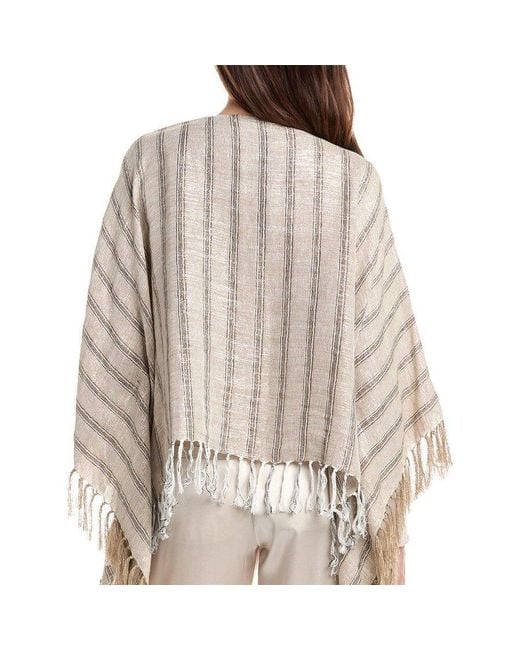 Brunello Cucinelli Brown Striped Poncho With Fringe, One Size