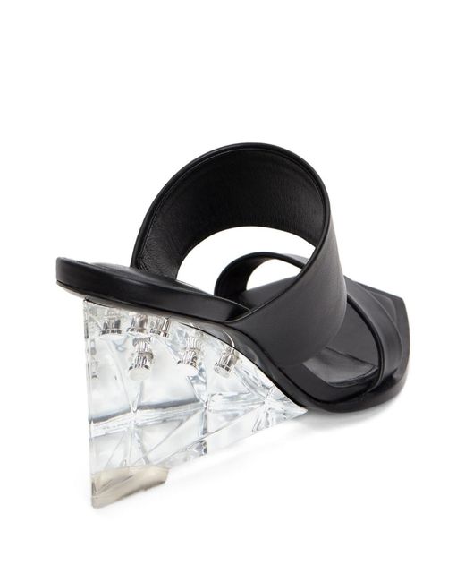McQueen Black Shard Leather Sandals, Brand Size 35 Us