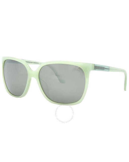 Porsche Design Gray Light Olive/silver Mirror Square Sunglasses P8589 C 60