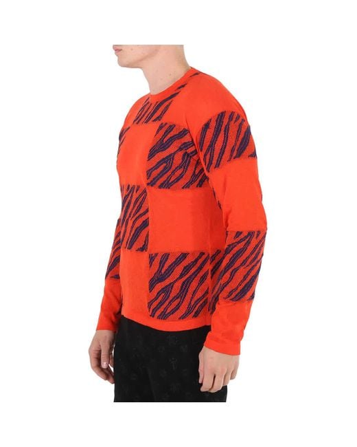 Roberto Cavalli Red Zebra Check-jacquard Sweater for men