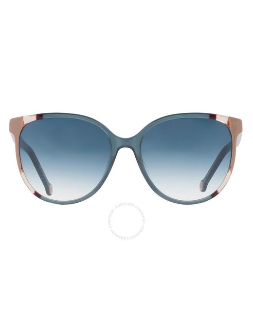 Carolina Herrera Blue Shaded Cat Eye Sunglasses Ch 0063/s 0hbj/08 58