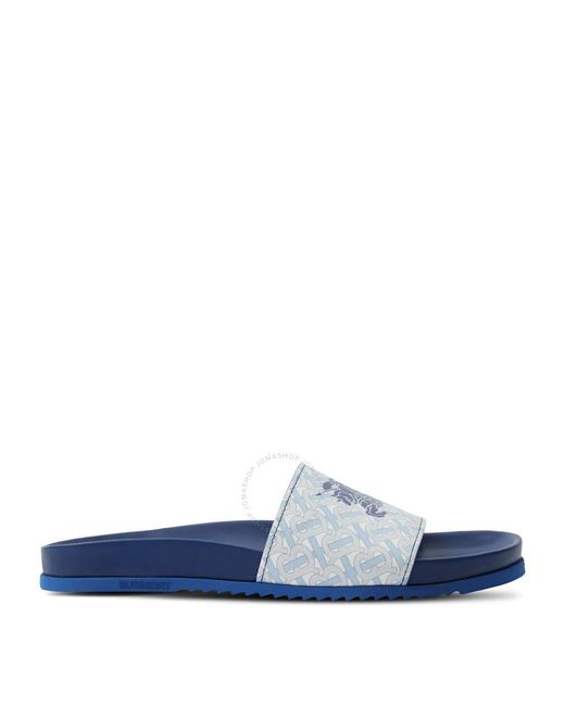 Burberry Blue Melroy Ekd Monogram Slides, Brand Size 42 Us for men