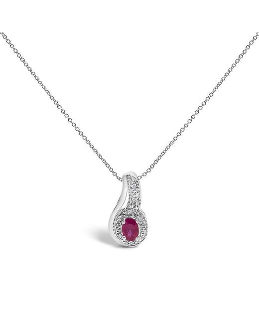 Haus of Brilliance Metallic 925 Sterling Ruby And Diamond Accent Milgrain Swirl Pendant Necklace