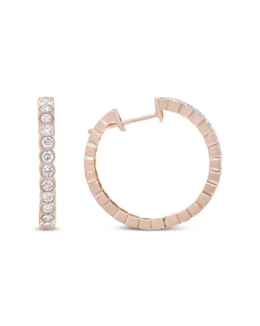 Haus of Brilliance Metallic 18k Re Gold 1 Cttw Round Bezel-set Diamond Hoop Earrings