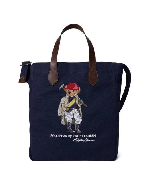 Polo Ralph Lauren Blue Polo Bear Canvas Shopper Tote Bag for men