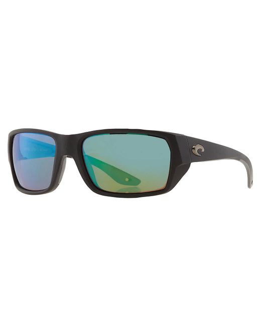 Costa Del Mar Tailfin Green Mirror Polarized Glass Rectangular Sunglasses 6s9113 911303 57 for men