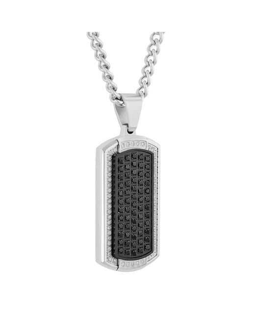 Robert Alton White 1/4 Ctw And Stainless Steel Diamond Dog Tage Necklace With Sapphires for men