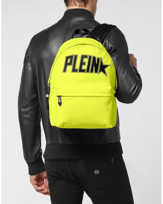 Philipp Plein Yellow Iconic Plein Nylon Backpack for men