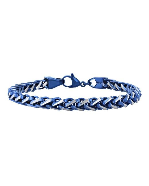 Robert Alton Blue Stainless Steel With Finish Franco Link Bracelet for men
