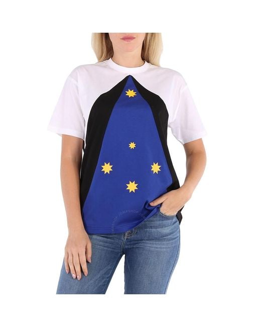 Burberry Blue Oceanic Colour-block Star-print T-shirt