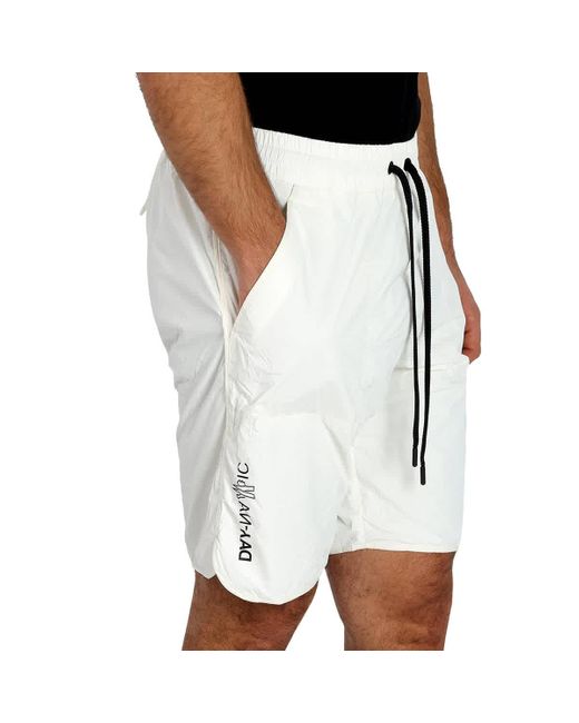 Moncler White Drawstring Bermuda Nylon Shorts for men