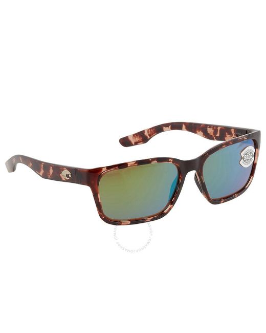 Costa Del Mar Brown Palmas Green Mirror Polarized Glass Square Sunglasses 6s9081 908104 57