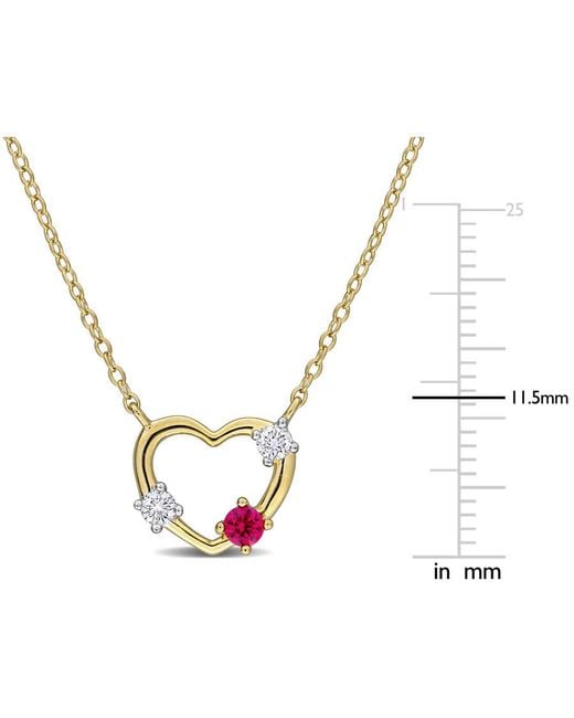 Created Forever Metallic 1/6Ct Tgw Created Ruby And 1/7Ct Tw Lab-Grown Diamond Open Heart Necklace for men