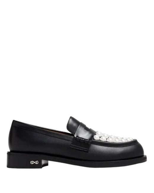 Mach & Mach Black Sirene Pearl-Embellished Loafers, Brand Size 35.5 Us