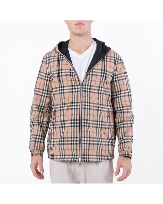 Burberry Black Stretton Reversible Check Jacket for men