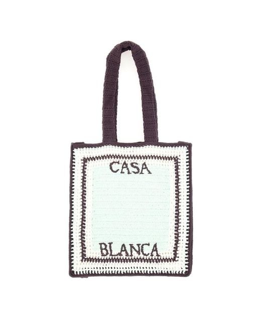 Casablanca White Crochet Bag With Logo for men