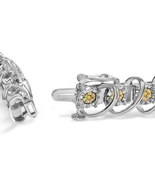 Haus of Brilliance Metallic 925 Sterling 3/4 Cttw Diamond Illusion Plate Looped Link Bracelet