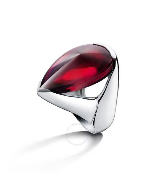 Baccarat Red Ring Medium Silver Crystal Iridescent