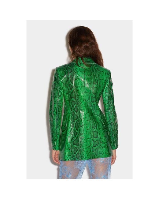 DSquared² Green Snakeskin-Patterned Tailored Jacket