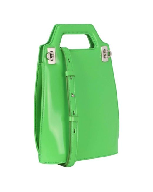 Ferragamo Green Micro Wanda Patent Leather Shoulder Bag