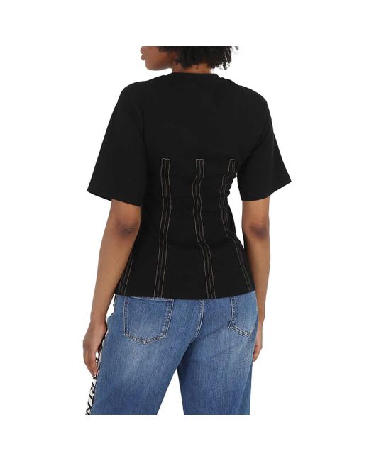 Stella McCartney Black Corset Embroidery T-shirt