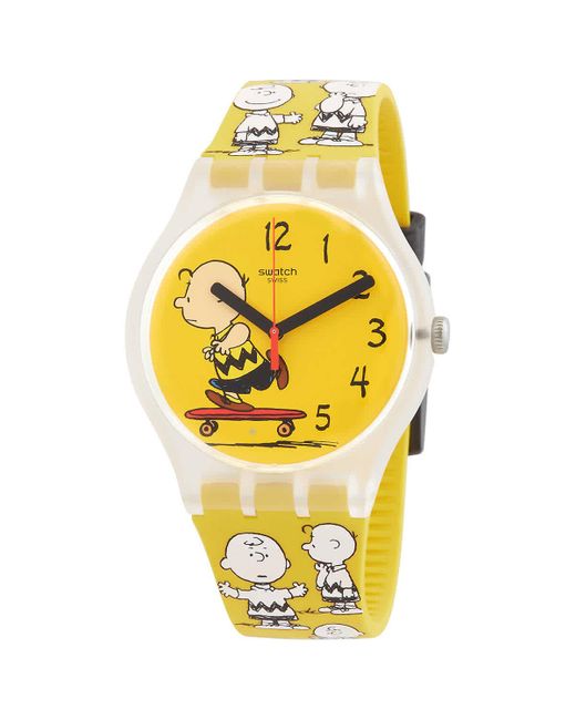 Swatch Metallic Peanuts Pow Wow Quartz Yellow Dial Unisex Watch