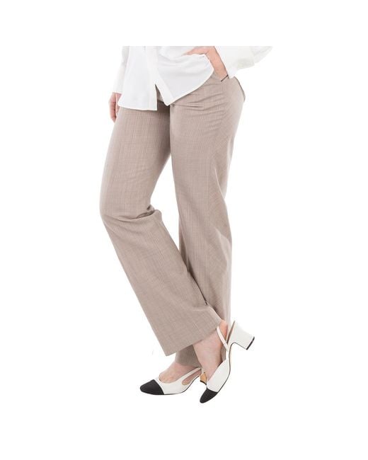 Fendi Natural Pinstripe Flare Flannel Pants, Brand Size 38 (Us