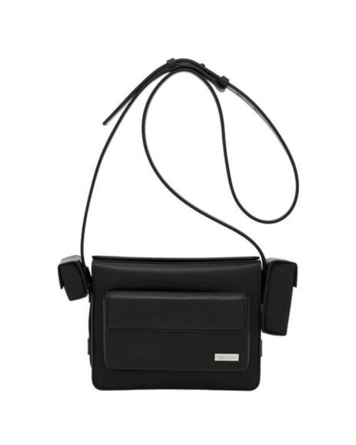 Ferragamo Black Multipocket Leather Shoulder Bag