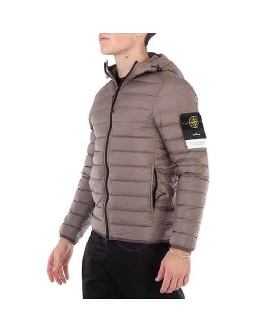 Stone Island Gray Lightweight Hooded Down Jacket for men