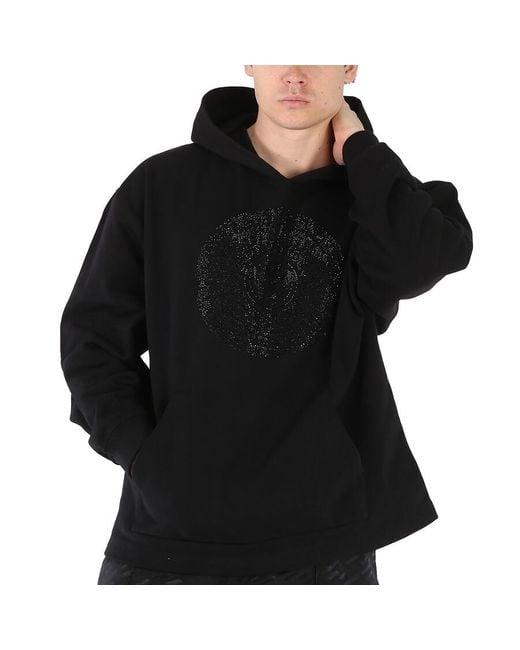 Versace Black Embellished Medusa-Print Hoodie for men