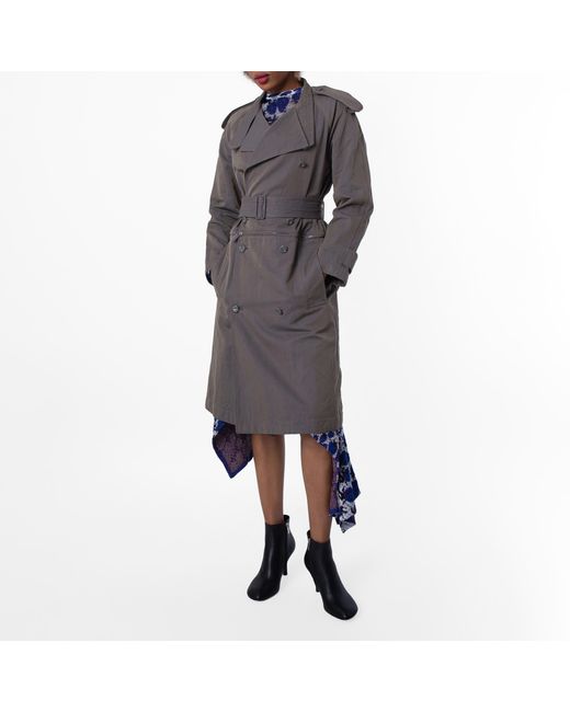 Burberry Gray Cotton-Linen Blend Trench Dress, Brand Size 10 Us