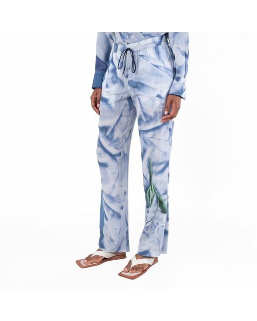 Victoria Beckham Blue Elasticated Waistband Pyjama Trousers, Brand Size 6 (Us
