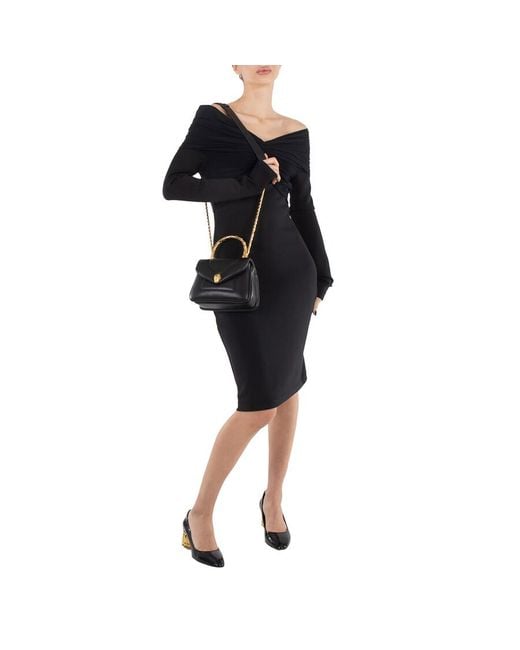 BVLGARI Black Serpenti Reverse Leather Top Handle Bag 292126