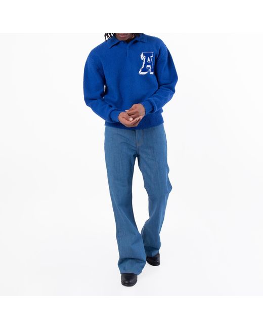 Axel Arigato Blue Cotton-Blend Team Polo Sweater for men