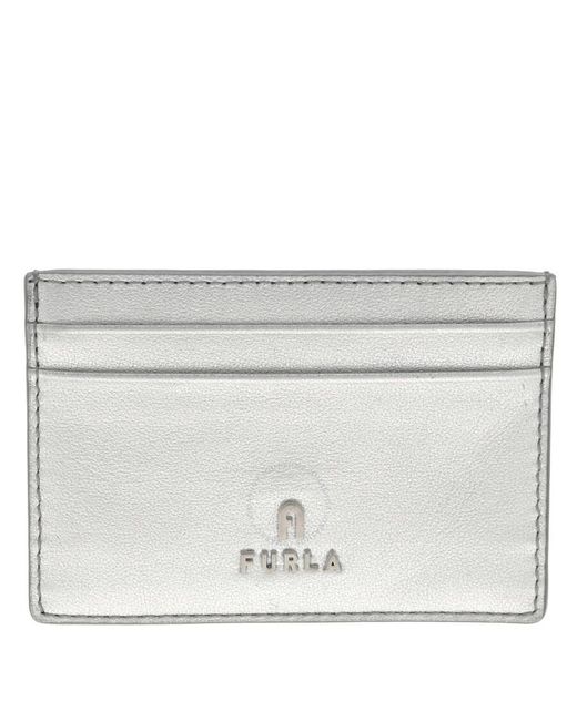 Furla White Camelia S Leather Card Case
