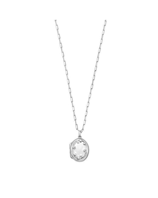 Tresorra Metallic Sterling Oval Vine Locket Pendant Necklace