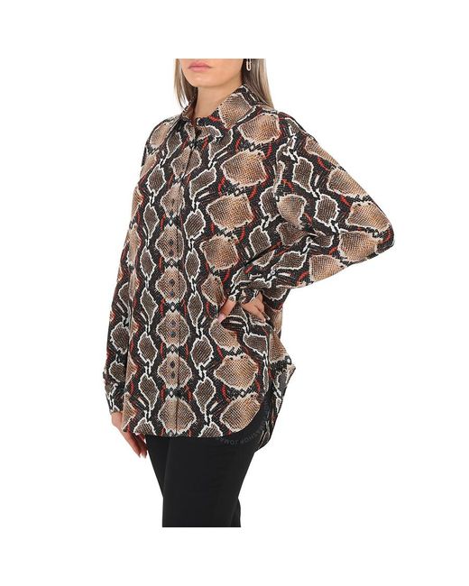 Burberry Black Carlota Python Print Silk Shirt