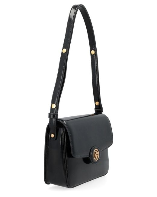 Tory Burch Black Robinson Spazzolato Convertible Shoulder Bag