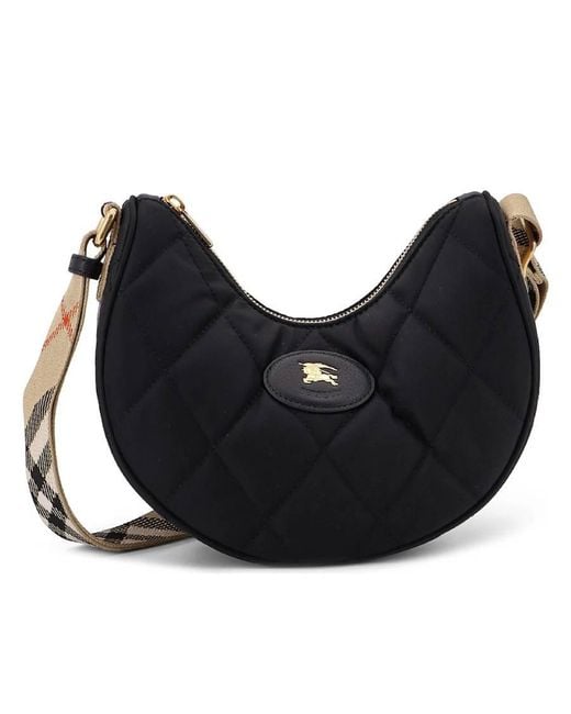 Burberry Black Horseshoe Nylon Shoulder Bag