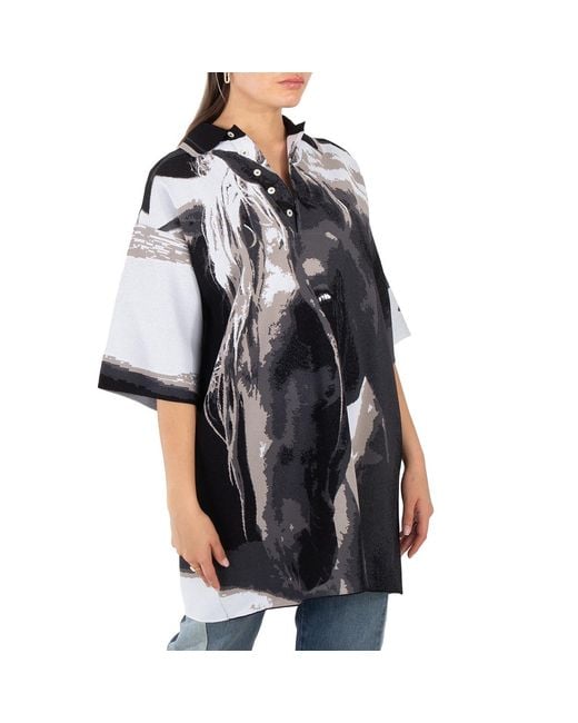 Stella McCartney Black Ladies Graphic-Print Short-Sleeve Polo Shirt