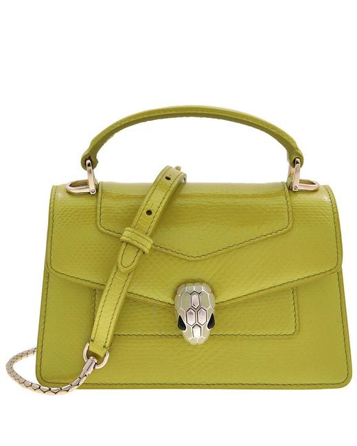 BVLGARI Green Serpenti Forever Leather Top Handle Bag
